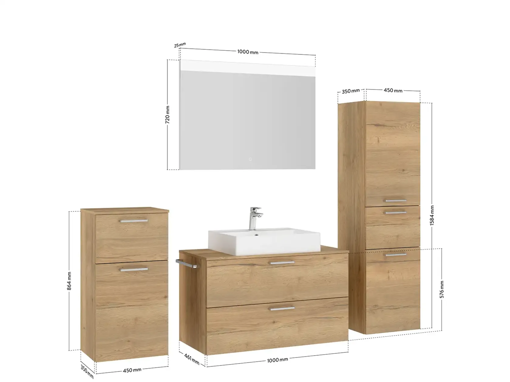 Nobilia SPA Bloc de bain avec miroir plat et meubles d'appoint 4