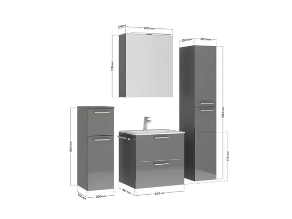 Nobilia SPA Bathroom block with mirror cabinet and ancillary furniture 4