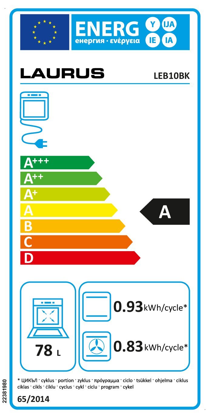 Laurus LEB10BK Energielabel