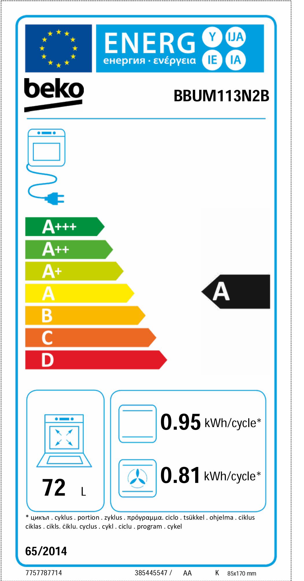 Beko BBUM113N2B Energielabel