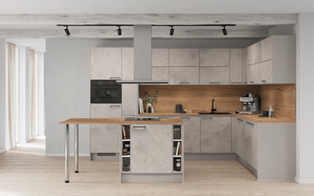 Nobilia Eilandkeuken 338,2 cm x 248,2 cm met apparaten planning 1 Decor beton terra grijs Riva Nobilia Eilandkeuken 338,2 cm x 248,2 cm met apparaten planning 1 Decor beton terra grijs Riva