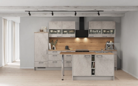 Nobilia Eilandkeuken 363,4 cm met apparaten planning 1 Decor beton terra grijs Riva Nobilia Eilandkeuken 363,4 cm met apparaten planning 1 Decor beton terra grijs Riva