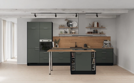 Nobilia Eilandkeuken 423,4 cm met apparaten planning 1 Mineraalgroen ultramat Easytouch Nobilia Eilandkeuken 423,4 cm met apparaten planning 1 Mineraalgroen ultramat Easytouch
