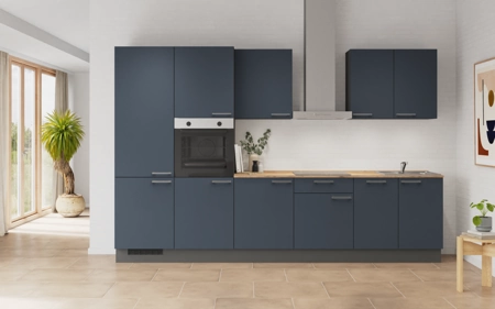 Nobilia Rechte keuken 330 cm met apparaten planning 1 Fjordblauw ultramat Easytouch Nobilia Rechte keuken 330 cm met apparaten planning 1 Fjordblauw ultramat Easytouch