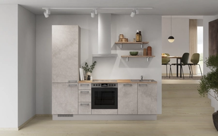 Nobilia Galley kitchen 240 cm with appliances planning 10 Concrete grey matt Riva Nobilia Galley kitchen 240 cm with appliances planning 10 Concrete grey matt Riva