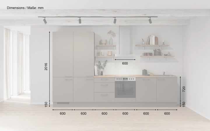 Nobilia SPA Rechte keuken 360 cm met apparaten planning 10 5