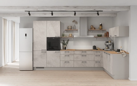 Nobilia L-keuken 366,6 cm x 246,6 cm met apparaten planning 11 Decor beton terra grijs Riva Nobilia L-keuken 366,6 cm x 246,6 cm met apparaten planning 11 Decor beton terra grijs Riva