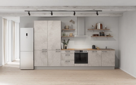 Nobilia Galley kitchen 360 cm with appliances planning 12 Concrete grey matt Riva Nobilia Galley kitchen 360 cm with appliances planning 12 Concrete grey matt Riva