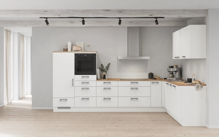 Nobilia L-keuken 366,6 cm x 246,6 cm met apparaten planning 13 Alpin wit, supermat Touch Nobilia L-keuken 366,6 cm x 246,6 cm met apparaten planning 13 Alpin wit, supermat Touch