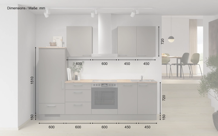 Nobilia SPA Galley kitchen 270 cm with appliances planning 14 5