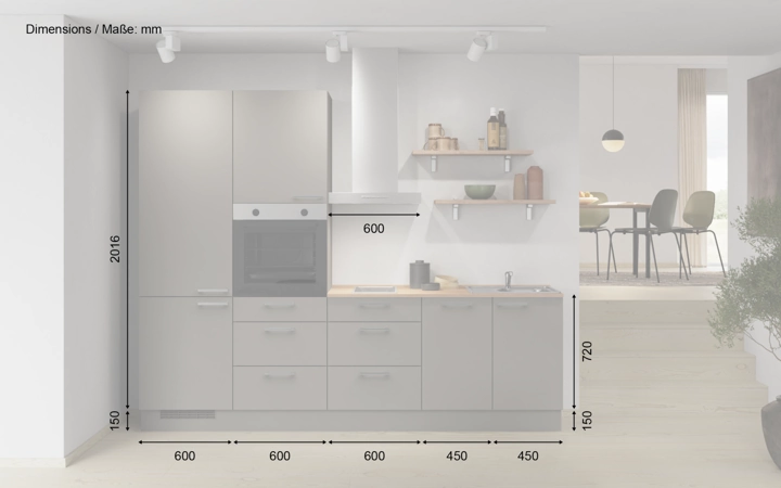 Nobilia SPA Galley kitchen 270 cm with appliances planning 16 5