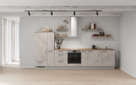 Nobilia Galley kitchen 360 cm with appliances planning 17 Concrete grey matt Riva Nobilia Galley kitchen 360 cm with appliances planning 17 Concrete grey matt Riva