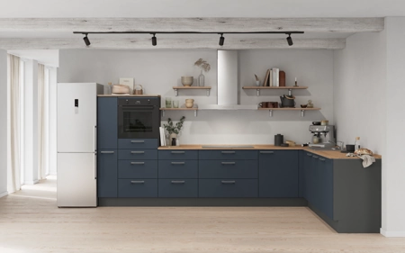 Nobilia L-keuken 366,6 cm x 246,6 cm met apparaten planning 18 Fjordblauw ultramat Easytouch Nobilia L-keuken 366,6 cm x 246,6 cm met apparaten planning 18 Fjordblauw ultramat Easytouch