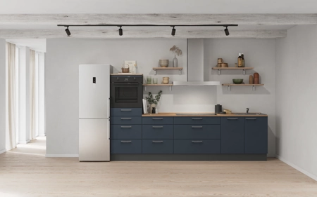 Nobilia Galley kitchen 300 cm with appliances planning 18 Fjord blue matt Easytouch Nobilia Galley kitchen 300 cm with appliances planning 18 Fjord blue matt Easytouch