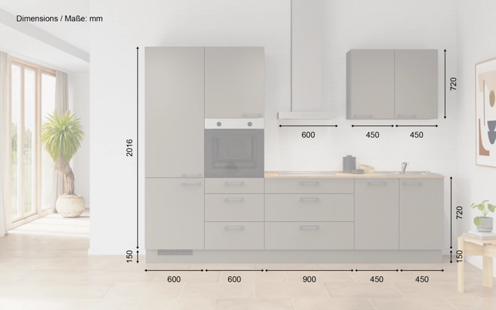 Nobilia SPA Galley kitchen 300 cm with appliances planning 2 5
