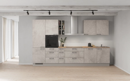 Nobilia Galley kitchen 360 cm with appliances planning 2 Concrete grey matt Riva Nobilia Galley kitchen 360 cm with appliances planning 2 Concrete grey matt Riva