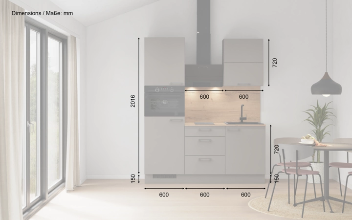 Nobilia SPA Rechte keuken 180 cm met apparaten planning 3 5