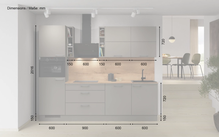 Nobilia SPA Galley kitchen 270 cm with appliances planning 3 5