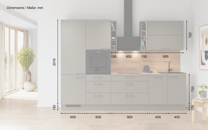 Nobilia SPA Küchen-Zeile 300 cm mit E-Geräten Planung 3 5