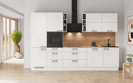 Nobilia Galley kitchen 330 cm with appliances planning 3 Alpine white matt Touch Nobilia Galley kitchen 330 cm with appliances planning 3 Alpine white matt Touch