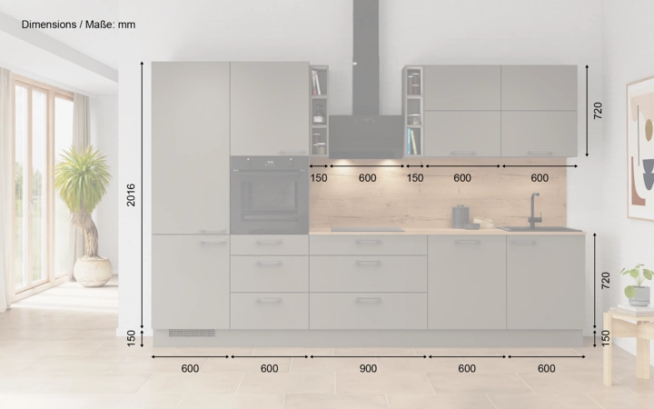 Nobilia SPA Galley kitchen 330 cm with appliances planning 3 5