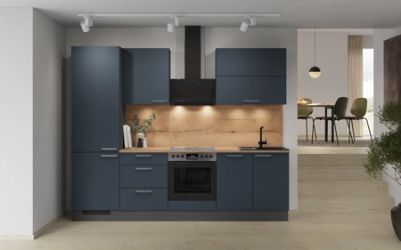 Nobilia Galley kitchen 270 cm with appliances planning 5 Fjord blue matt Easytouch Nobilia Galley kitchen 270 cm with appliances planning 5 Fjord blue matt Easytouch