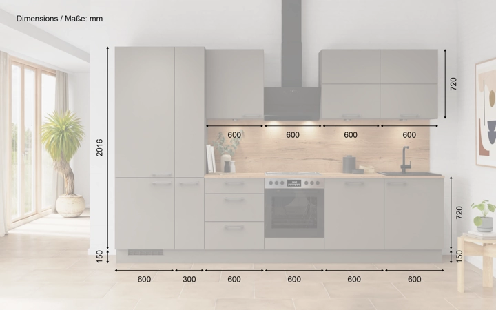 Nobilia SPA Galley kitchen 330 cm with appliances planning 5 5