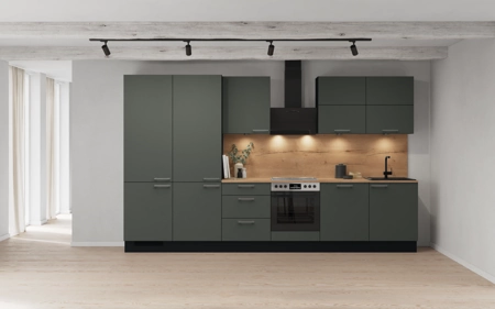 Nobilia Galley kitchen 360 cm with appliances planning 5 Mineral green matt Easytouch Nobilia Galley kitchen 360 cm with appliances planning 5 Mineral green matt Easytouch