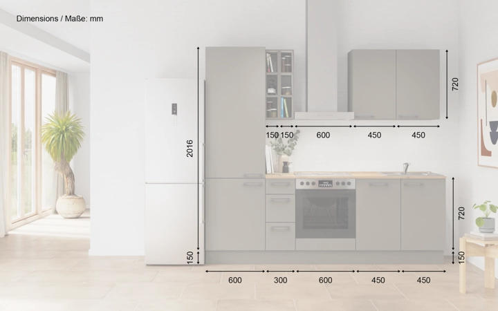 Nobilia SPA Galley kitchen 240 cm with appliances planning 6 5
