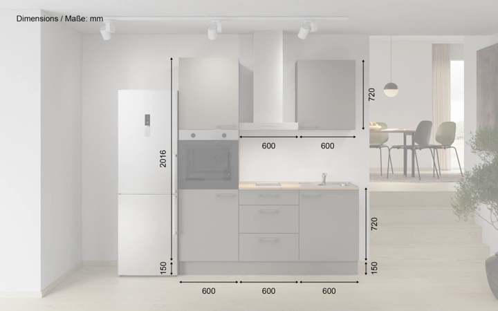 Nobilia SPA Rechte keuken 180 cm met apparaten planning 7 5