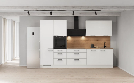 Nobilia Galley kitchen 330 cm with appliances planning 8 Alpine white matt Touch Nobilia Galley kitchen 330 cm with appliances planning 8 Alpine white matt Touch
