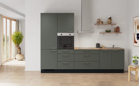 Nobilia Galley kitchen 300 cm with appliances planning 9 Mineral green matt Easytouch Nobilia Galley kitchen 300 cm with appliances planning 9 Mineral green matt Easytouch